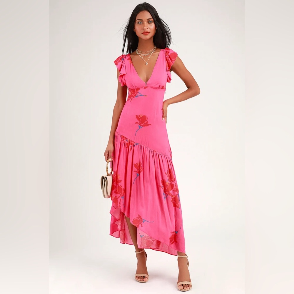 Free People She’s a Waterfall Pink Floral Maxi Dress